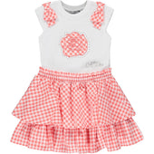 A'Dee Girls Coral Gingham Dress